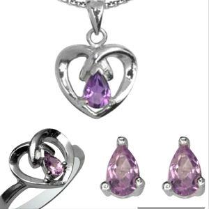 NWOT Amethyst 3‎ Piece Jewelry Set
